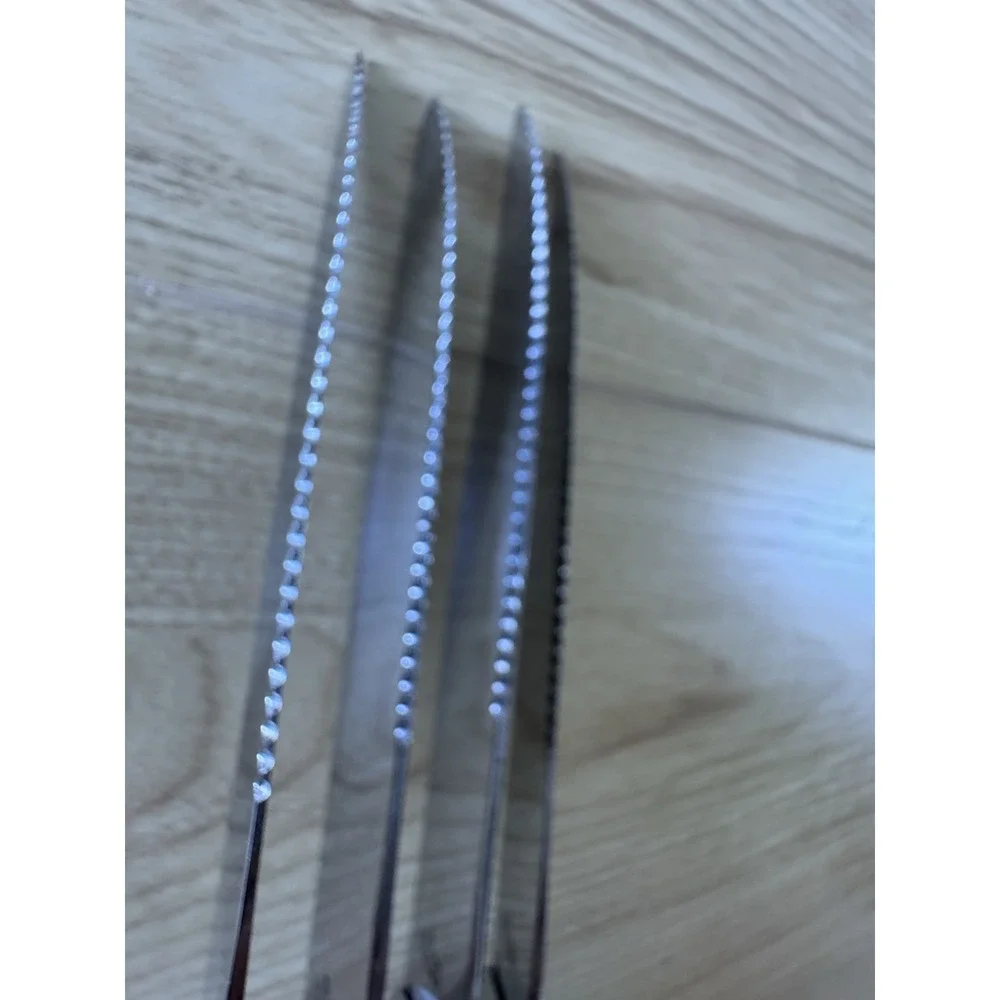 Serrated Stainless Steel Steak Knives Set of 4 Black Handles Thailand